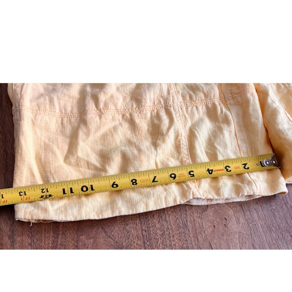Free People Yellow Linen Blend Wide Leg Pants XL Relaxed Boho Pull On Beach - Picture 6 of 9